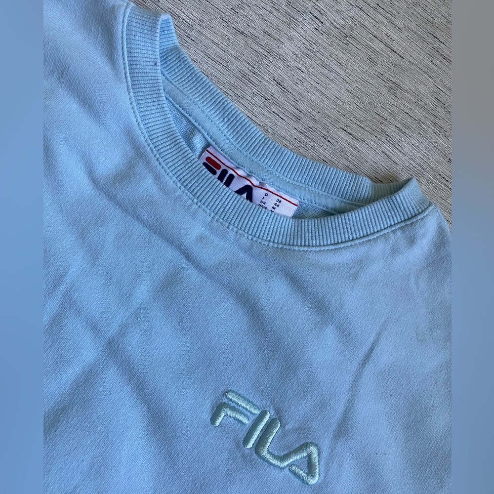 Fila Women’s Pastel Blue Crewneck Sweatshirt shirt size  M - Picture 3 of 7
